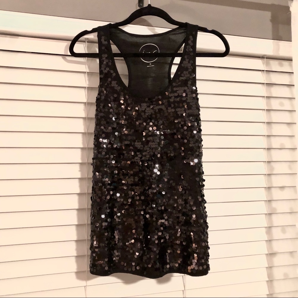 Sequin Black Tank Top
